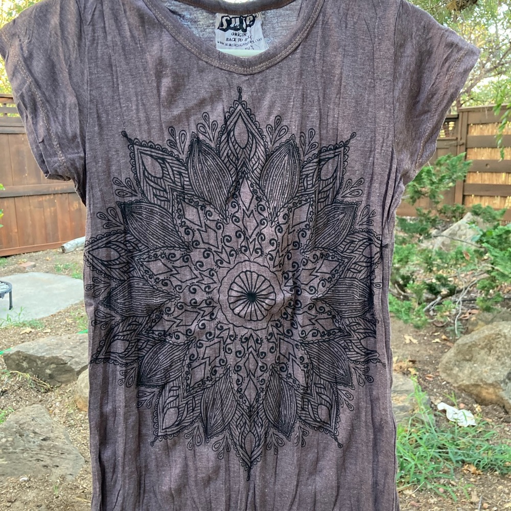 Mandala yoga t-shirt-100% cotton NWOT’s Brown 1 small and 1 large available